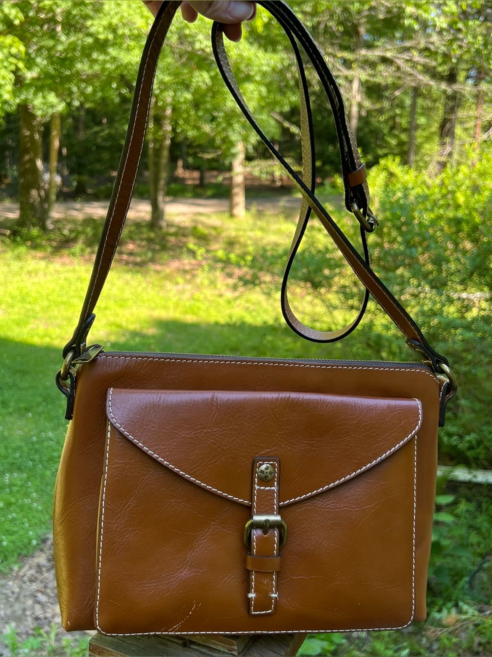 PATRICIA NASH Avellino Crossbody Organizer Heritage Leather Handbag Purse Tan